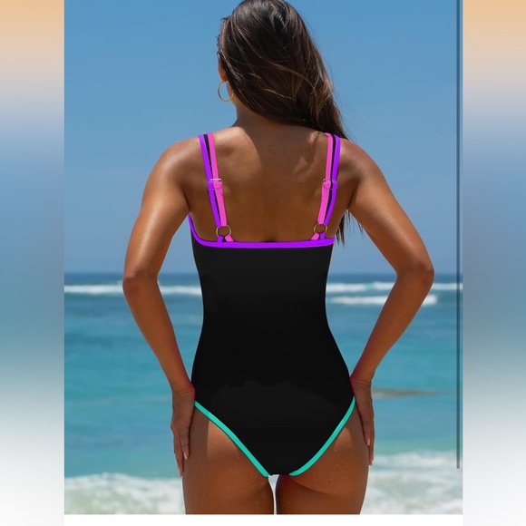 Women's neon modest curvy Swimsuit Medium 8-10/0242 - Picture 2 of 2